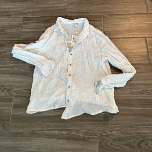 NWT Sim and Sam White Button Down Blouse Long Sleeve Top